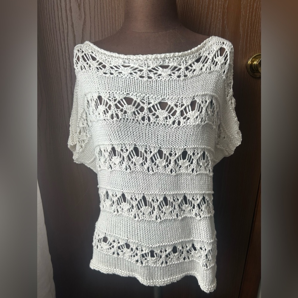 Pholya made in Italy crochet white sweater large